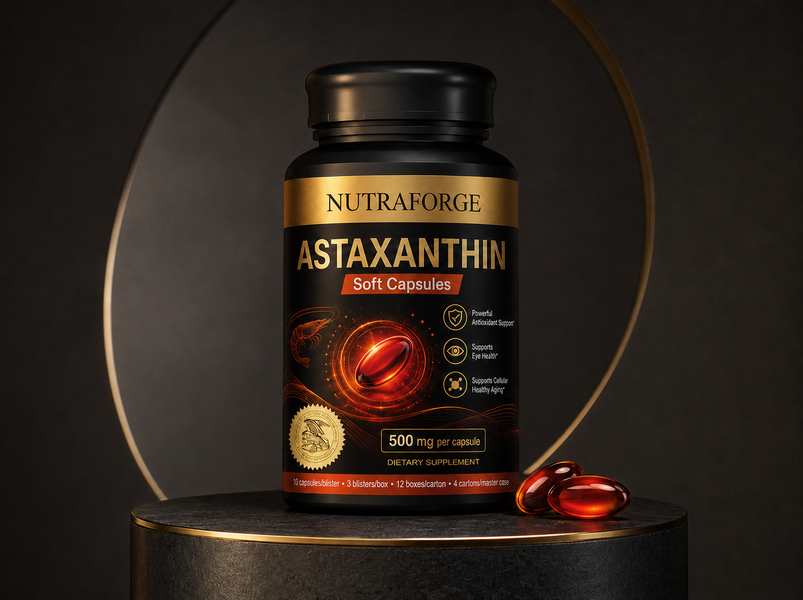 Astaxanthin soft capsules blister pack private label mockup