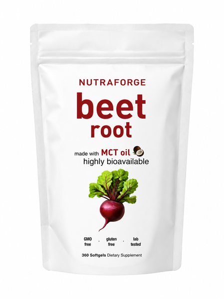 Beetroot nitric oxide softgels private label pouch mockup