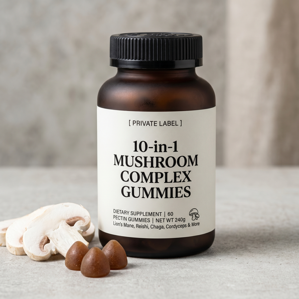 10-in-1 Mushroom Complex Gummies private label mockup
