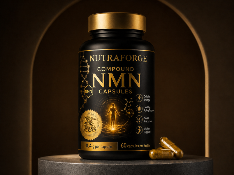 Compound NMN capsules private label bottle mockup