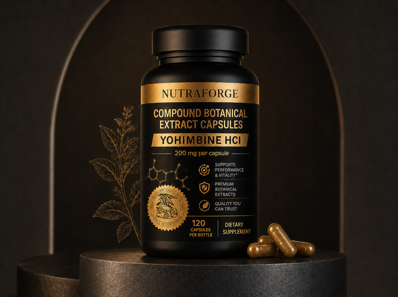 Yohimbine HCl capsules private label bottle mockup